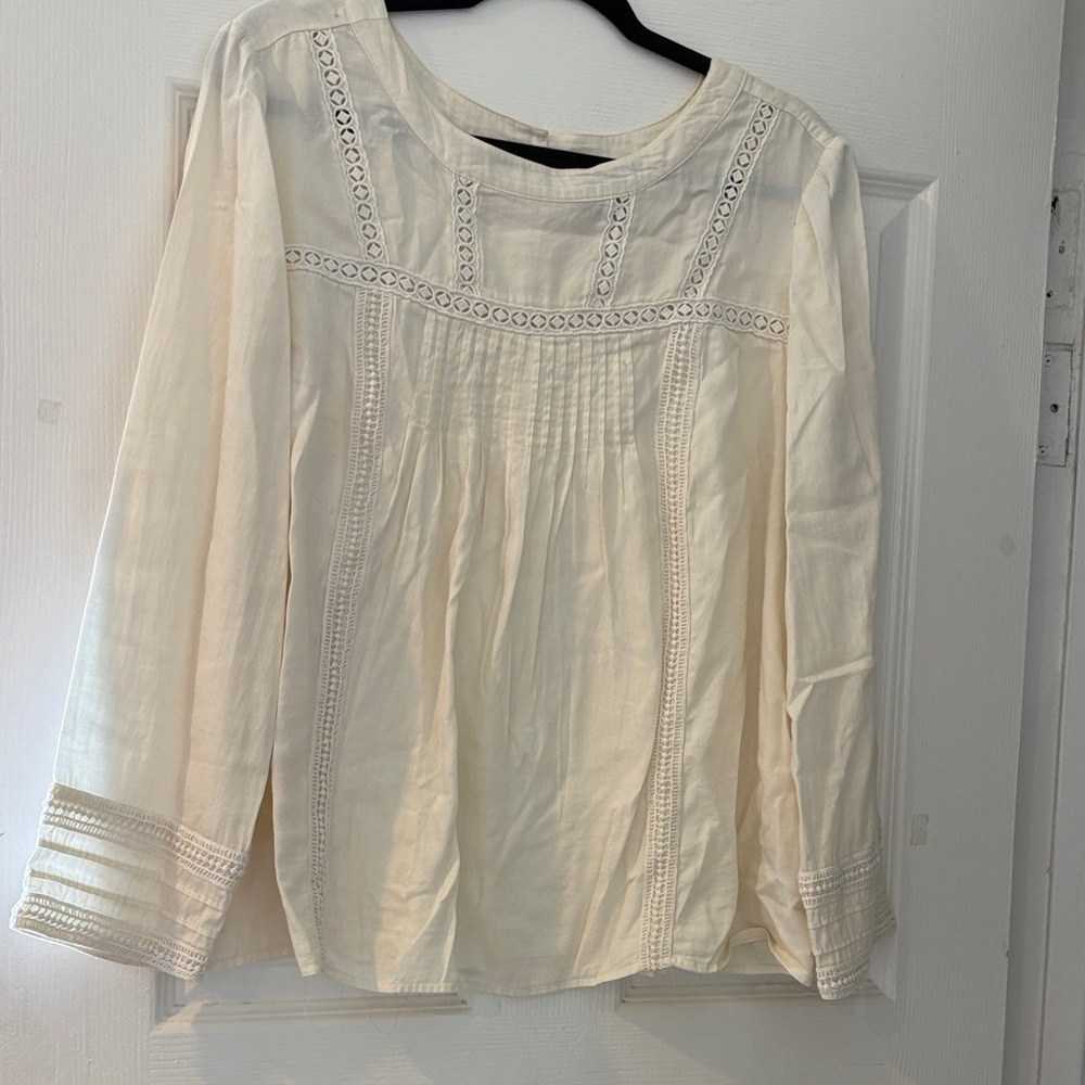 GAP Cream Women's Blouse with Embroidered Details